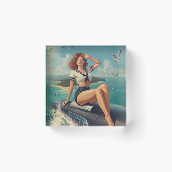 Item preview, 1940s Pin‑Up Girl Bomber Nose Art | Vintage WWII Sailor Illustration designed and sold by MissSaylor.
