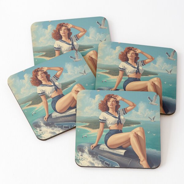 Item preview, 1940s Pin‑Up Girl Bomber Nose Art | Vintage WWII Sailor Illustration designed and sold by MissSaylor.