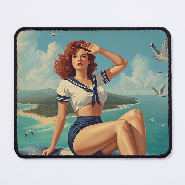 Item preview, 1940s Pin‑Up Girl Bomber Nose Art | Vintage WWII Sailor Illustration designed and sold by MissSaylor.