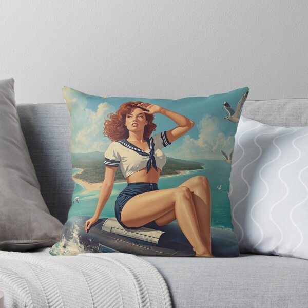 Item preview, 1940s Pin‑Up Girl Bomber Nose Art | Vintage WWII Sailor Illustration designed and sold by MissSaylor.