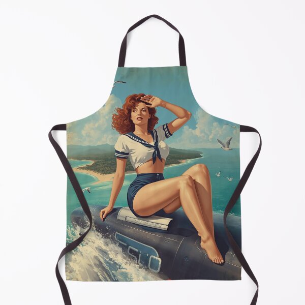 Item preview, 1940s Pin‑Up Girl Bomber Nose Art | Vintage WWII Sailor Illustration designed and sold by MissSaylor.