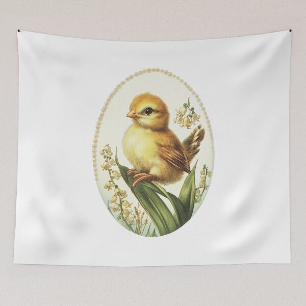 Item preview, Vintage Easter chick botanical oval illustration designed and sold by olenapetol.