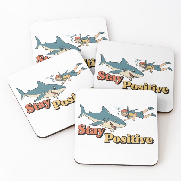 Item preview, Stay Positive – Retro Shark Humor Vintage Illustration 7 designed and sold by FlamaC.