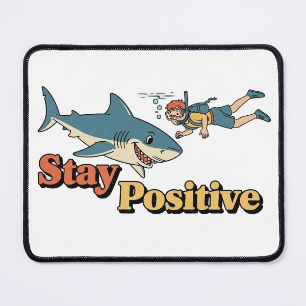 Item preview, Stay Positive – Retro Shark Humor Vintage Illustration 7 designed and sold by FlamaC.