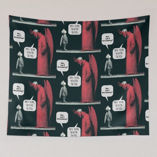 Item preview, “Small Talk in the Big Fire” – Dark Humor Devil Illustration designed and sold by Ignorant-Artist.