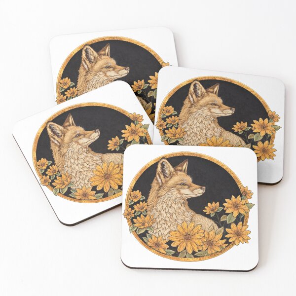 Item preview, Fox Among Flowers — Pyrography & Watercolor Art designed and sold by ScratchednBurnt.
