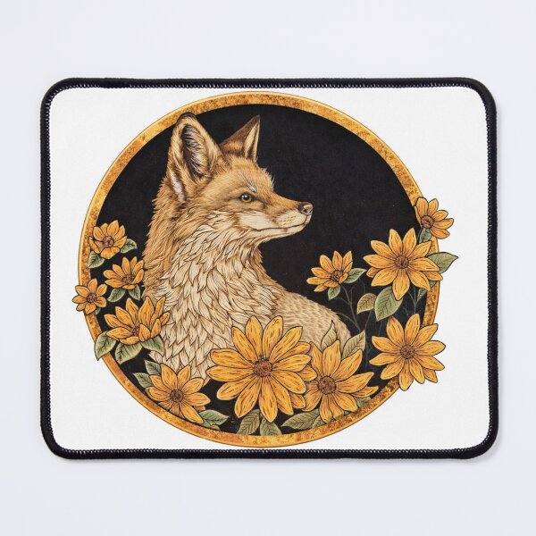 Item preview, Fox Among Flowers — Pyrography & Watercolor Art designed and sold by ScratchednBurnt.