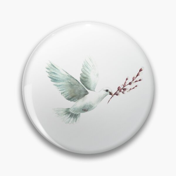 Item preview, Watercolor Dove with willow tree branch. White pigeon bird, symbol of peace, Easter. Hand drawn bird designed and sold by BartolArt.