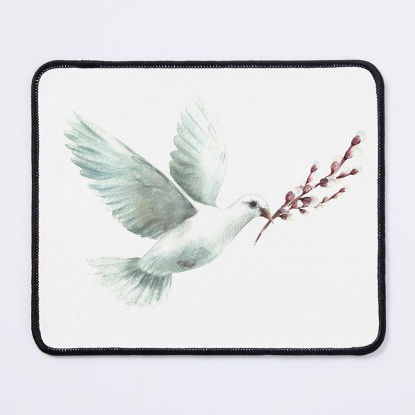 Item preview, Watercolor Dove with willow tree branch. White pigeon bird, symbol of peace, Easter. Hand drawn bird designed and sold by BartolArt.