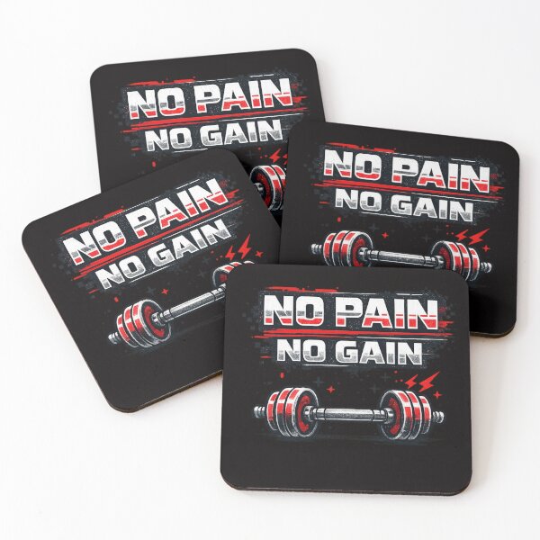 Item preview, No Pain No Gain Minimalist Graphite Red Gym Typography designed and sold by Tadeusz1.