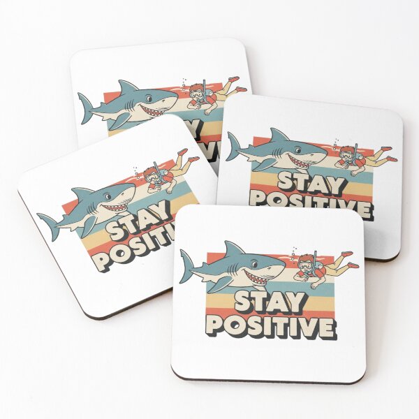 Item preview, Stay Positive – Retro Shark Humor Vintage Illustration 8 designed and sold by FlamaC.