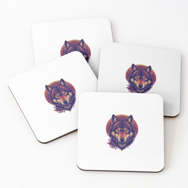 Item preview, Neon tribal Wolf head tattoo art  designed and sold by Funetix.