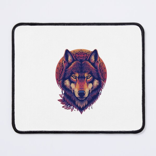 Item preview, Neon tribal Wolf head tattoo art  designed and sold by Funetix.