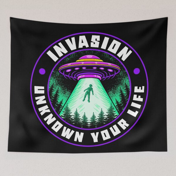 Item preview, UFO Alien Abduction in Forest – Retro Sci-Fi designed and sold by Lunovity Labs.