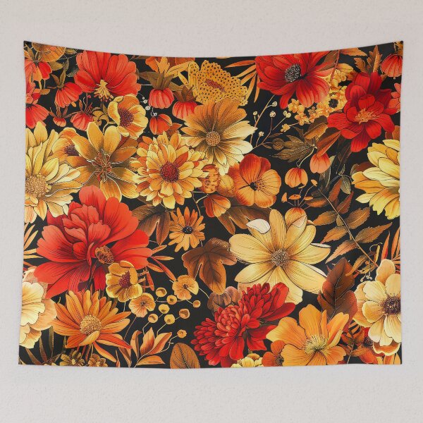 Item preview, Autumn Red And Golden Fall Flowers Colorful Art designed and sold by DEC02.