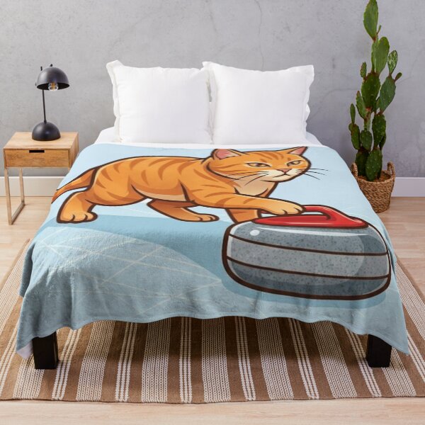Item preview, Focused Ginger Tabby Cat Playing Curling designed and sold by HappySproutArt.