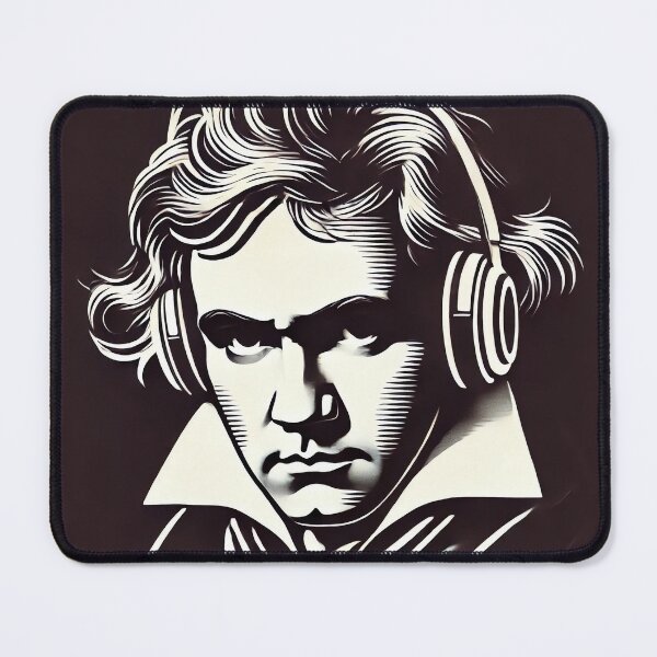 Item preview, Beethoven wearing headphones modern line art portrait designed and sold by Urbi et Orbi.