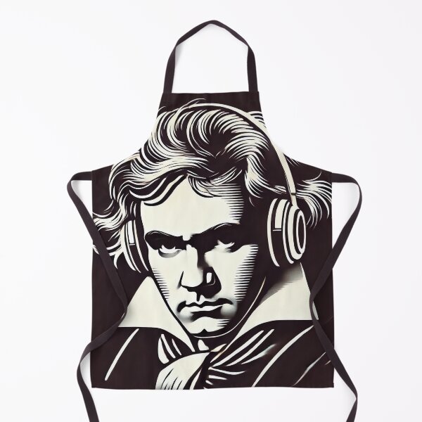 Item preview, Beethoven wearing headphones modern line art portrait designed and sold by Urbi et Orbi.