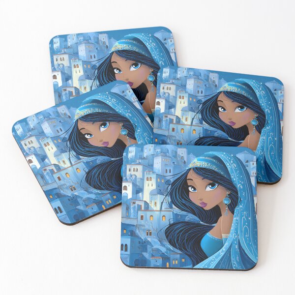 Item preview, Enchanting Blue-Hued Fantasy City Scene with Woman designed and sold by Artessie.