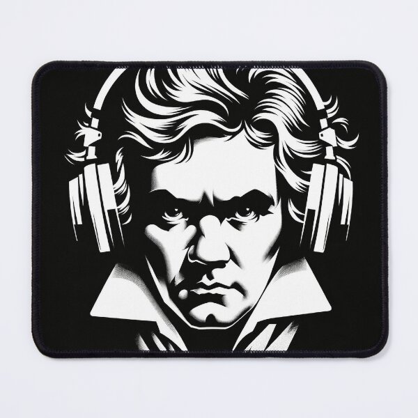 Item preview, Modern Beethoven portrait with headphones in black and white designed and sold by Urbi et Orbi.