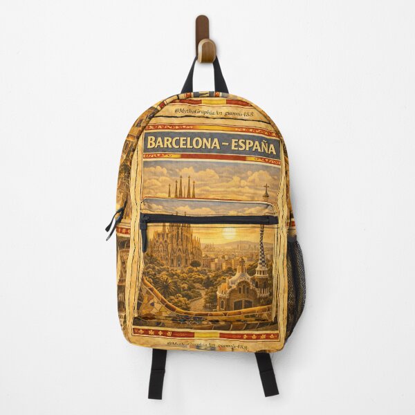 Item preview, Barcelona Vintage Travel Poster Sagrada Familia designed and sold by mythographiaart.