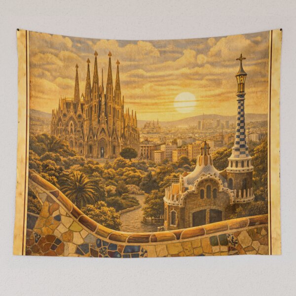 Item preview,  Barcelona Vintage Travel Poster Sagrada Familia designed and sold by mythographiaart.
