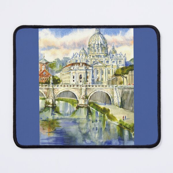 Item preview, Saint Paul`s Cathedral, Vatican view. Rome. Italian watercolor painting. designed and sold by Colibri77.