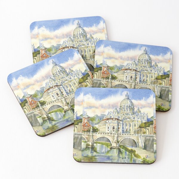 Item preview, Saint Paul`s Cathedral, Vatican view. Rome. Italian watercolor painting. designed and sold by Colibri77.