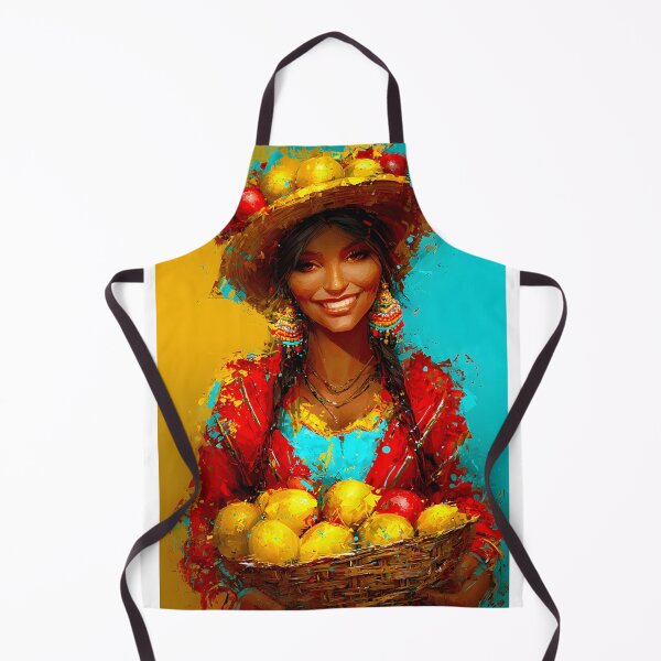 Item preview, Colorful Woman with Fruit Basket and Bright Backdrop designed and sold by Artessie.