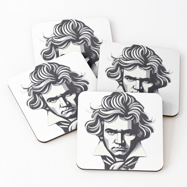 Item preview, Minimalist Beethoven vector portrait in grayscale designed and sold by Urbi et Orbi.