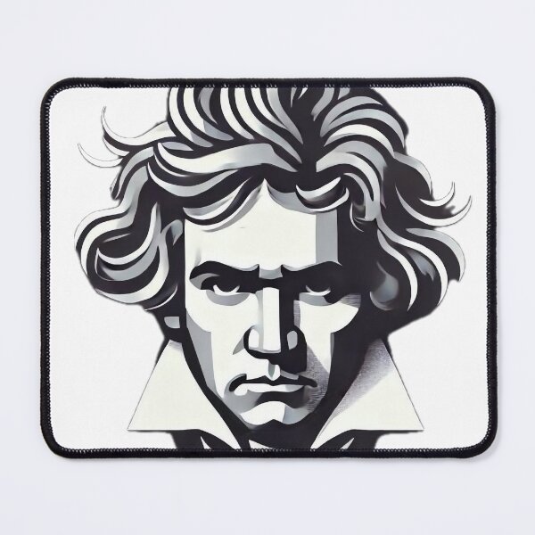 Item preview, Minimalist Beethoven vector portrait in grayscale designed and sold by Urbi et Orbi.