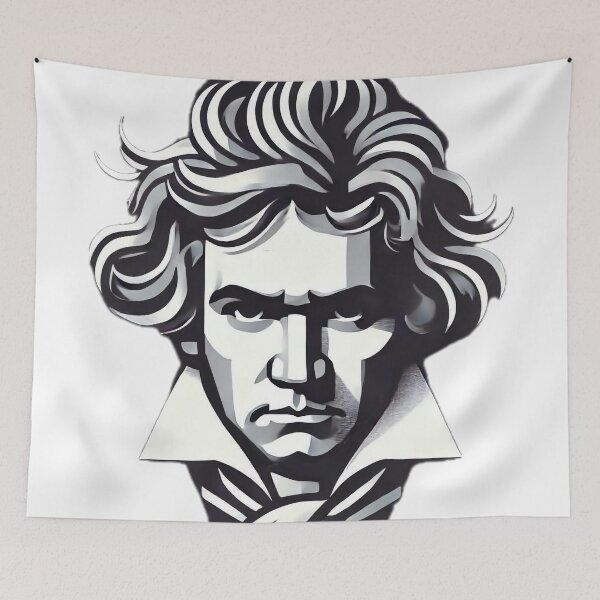 Item preview, Minimalist Beethoven vector portrait in grayscale designed and sold by Urbi et Orbi.