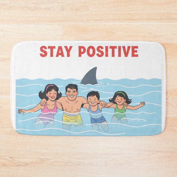 Item preview, Stay Positive – Vintage Beach Shark Parody Design designed and sold by FlamaC.