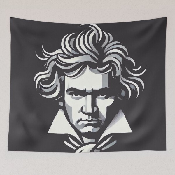 Item preview, Beethoven vector illustration on dark background designed and sold by Urbi et Orbi.