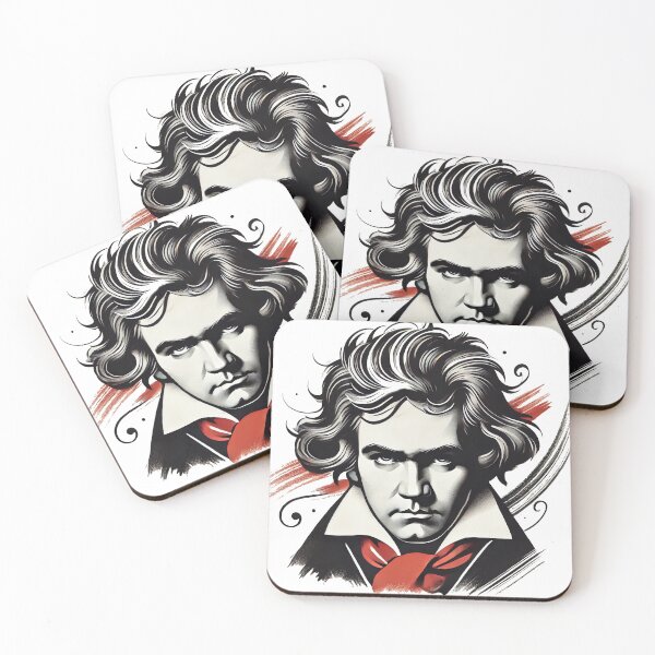Item preview, Artistic Beethoven portrait with red scarf designed and sold by Urbi et Orbi.