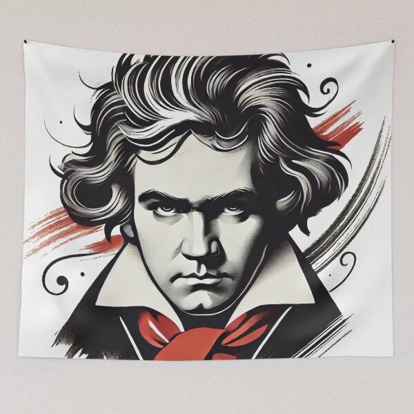 Item preview, Artistic Beethoven portrait with red scarf designed and sold by Urbi et Orbi.