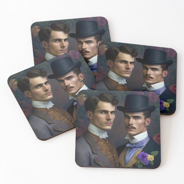 Item preview, Sophisticated Victorian Gentlemen Portrait With Romantic Florals designed and sold by Shoot-The-Moon.