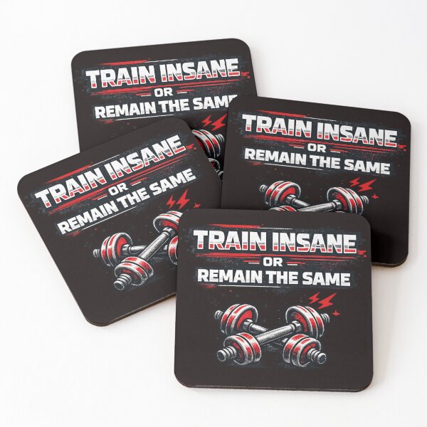 Item preview, Train Insane Or Remain The Same Minimalist Graphite Red Gym Typography designed and sold by Tadeusz1.