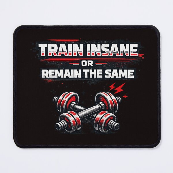 Item preview, Train Insane Or Remain The Same Minimalist Graphite Red Gym Typography designed and sold by Tadeusz1.