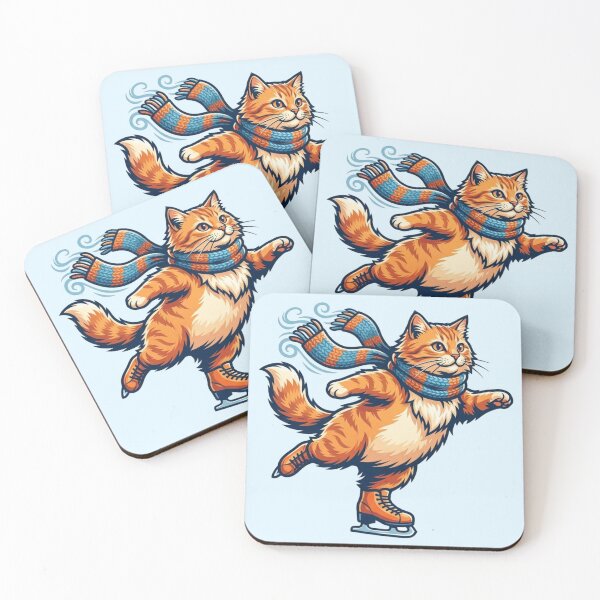 Item preview, Cute Ginger Cat Figure Skating Ice Skater designed and sold by HappySproutArt.