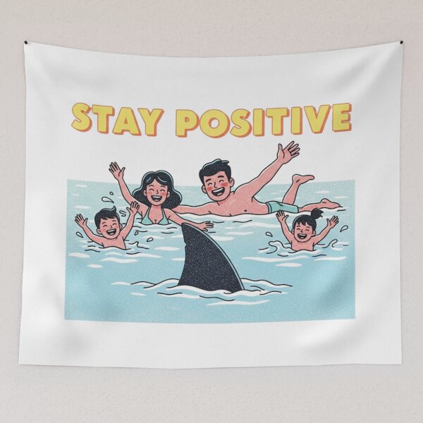 Item preview, Stay Positive – Vintage Beach Shark Parody Design 2 designed and sold by FlamaC.