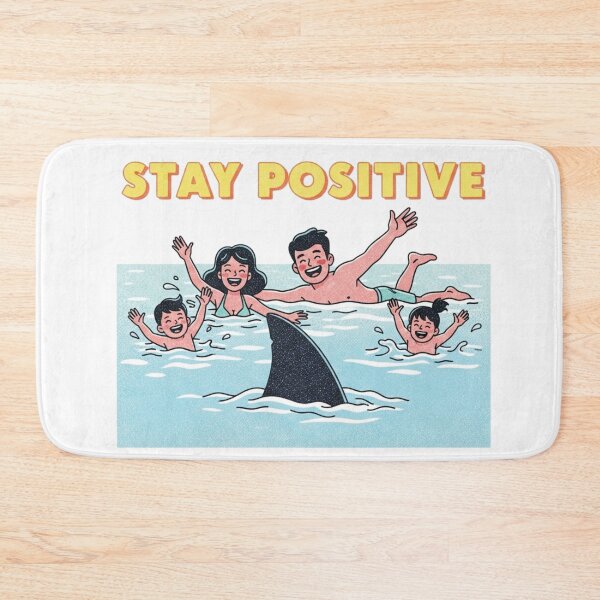Item preview, Stay Positive – Vintage Beach Shark Parody Design 2 designed and sold by FlamaC.