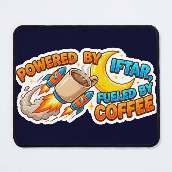 Item preview,  Powered By Iftar Fueled By Coffee - Rocket Mug Space Sticker designed and sold by chihab21.