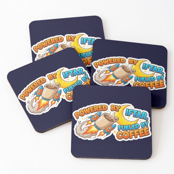 Item preview,  Powered By Iftar Fueled By Coffee - Rocket Mug Space Sticker designed and sold by chihab21.