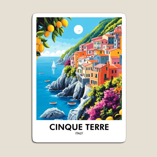 Item preview, Cinque Terre Italy Retro Travel Print designed and sold by HomeLivingCo.