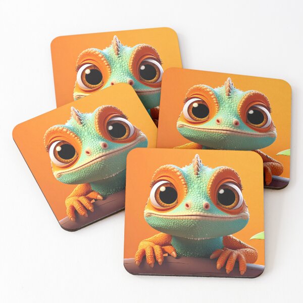 Item preview, Cute chameleon in colorful 3D cartoon style designed and sold by WhimsyArt ○ byGTL.