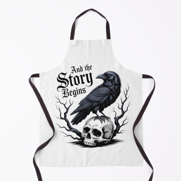 Item preview, Raven on scull, story begins, branches, tree, mood designed and sold by wizard-work.