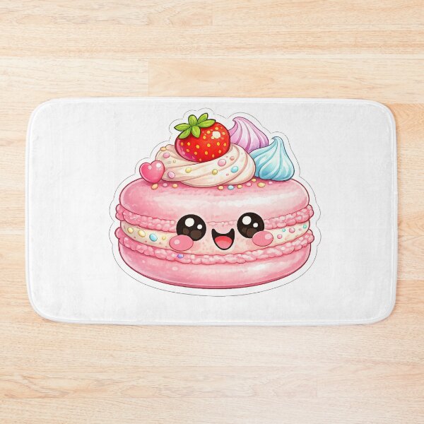 Item preview, Cute Kawaii Strawberry Macaron Cake Illustration designed and sold by MIArt Studio.
