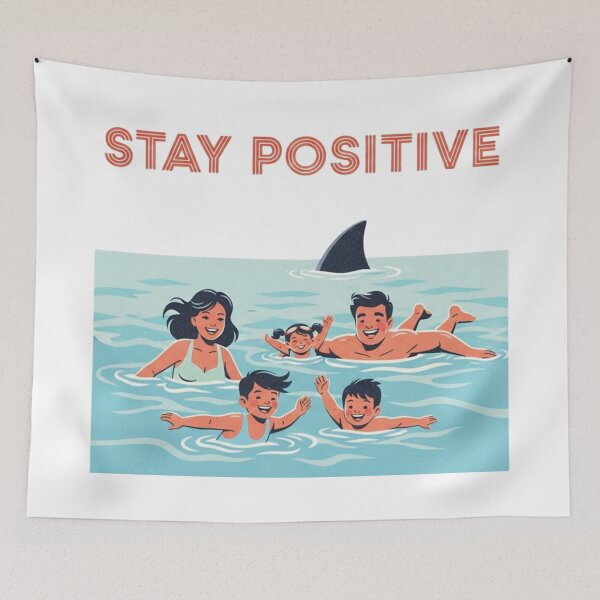 Item preview, Stay Positive – Vintage Beach Shark Parody Design 3 designed and sold by FlamaC.