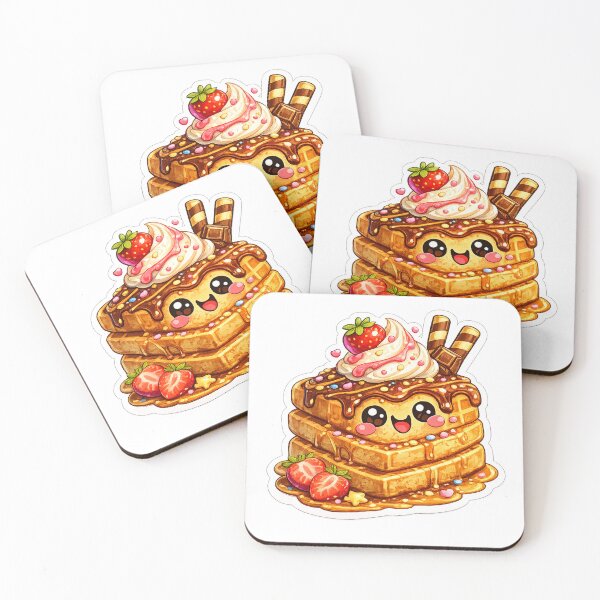 Item preview, Cute Kawaii Strawberry Chocolate Waffle Dessert designed and sold by MIArt Studio.
